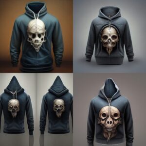 hoodie with pretty skull, hyper realistic