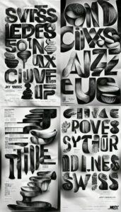 typographic poster, swiss, black and white