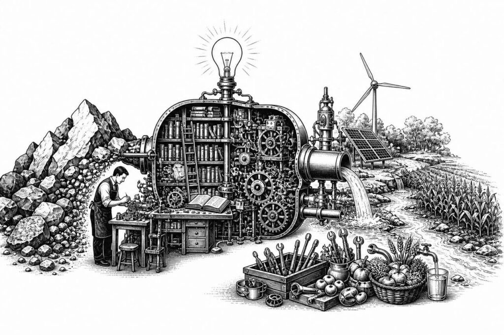 Cover illustration for There is no Shortage of Resources, Only a Lack of Knowledge