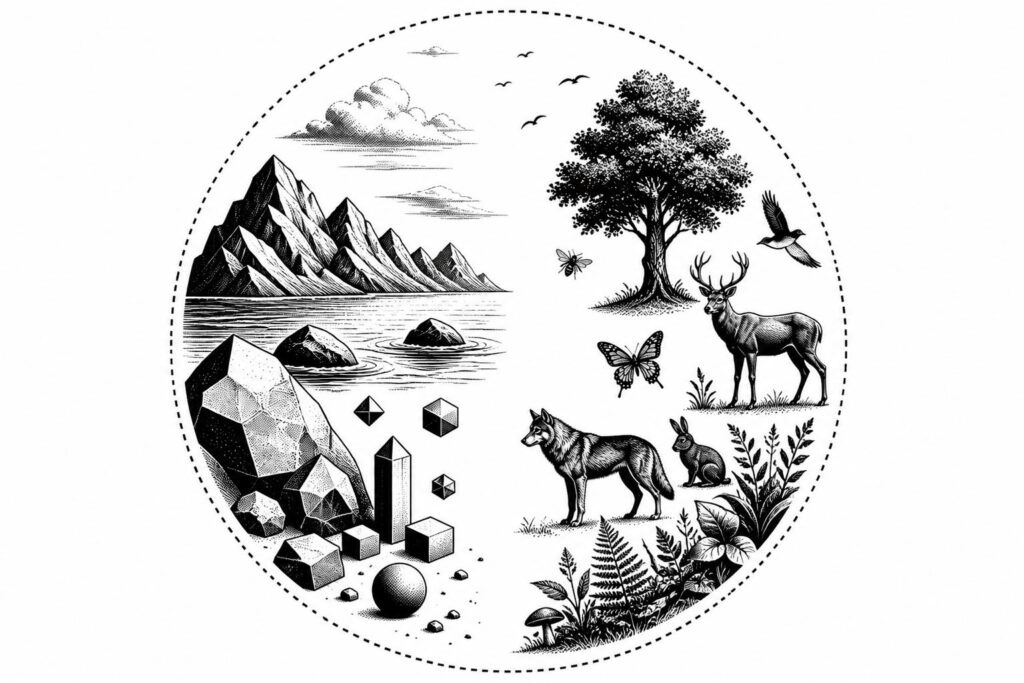 Physical matter and biological life share one ecosystem boundary.