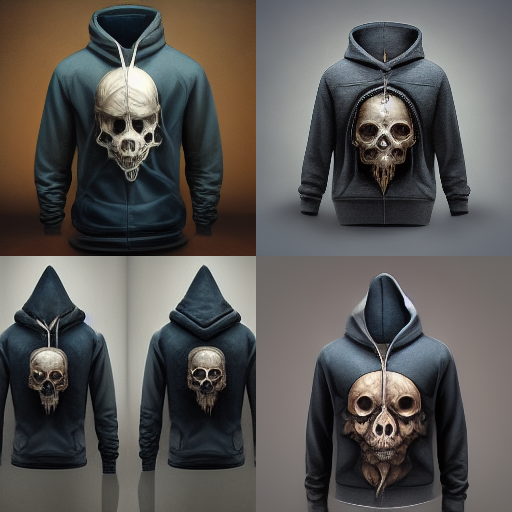 hoodie with pretty skull, hyper realistic